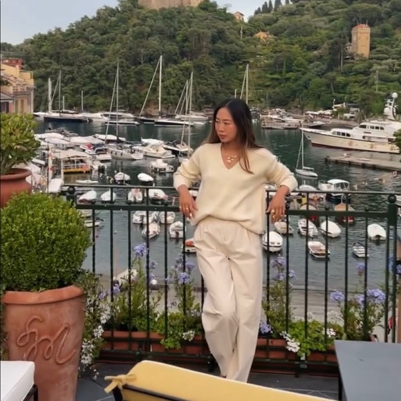 Song of Style Raine V Neck Sweater in Ivory - Picture 5 of 9